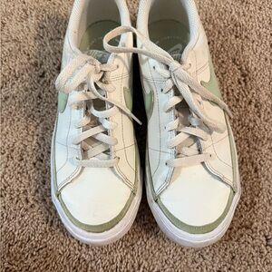 Nike White and Light Green Casual Shoes